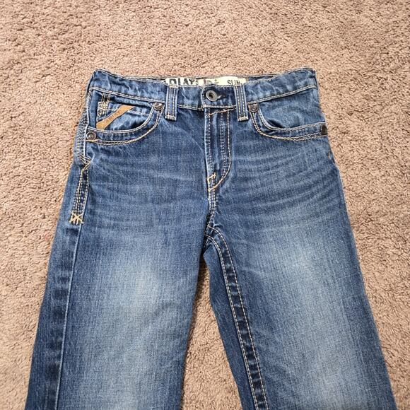 Ariat B5 Slim Boot Cut Jeans Boys 12 Medium Wash Thick Stitch Cowboy Western - Picture 2 of 8